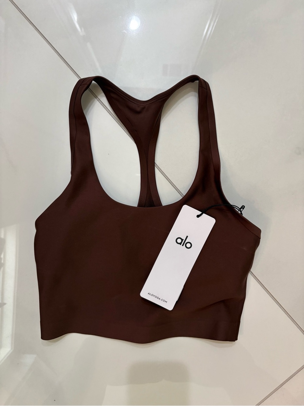 ALO Yoga Brown Racerback Crop Sports Bra - Airlift bra tank